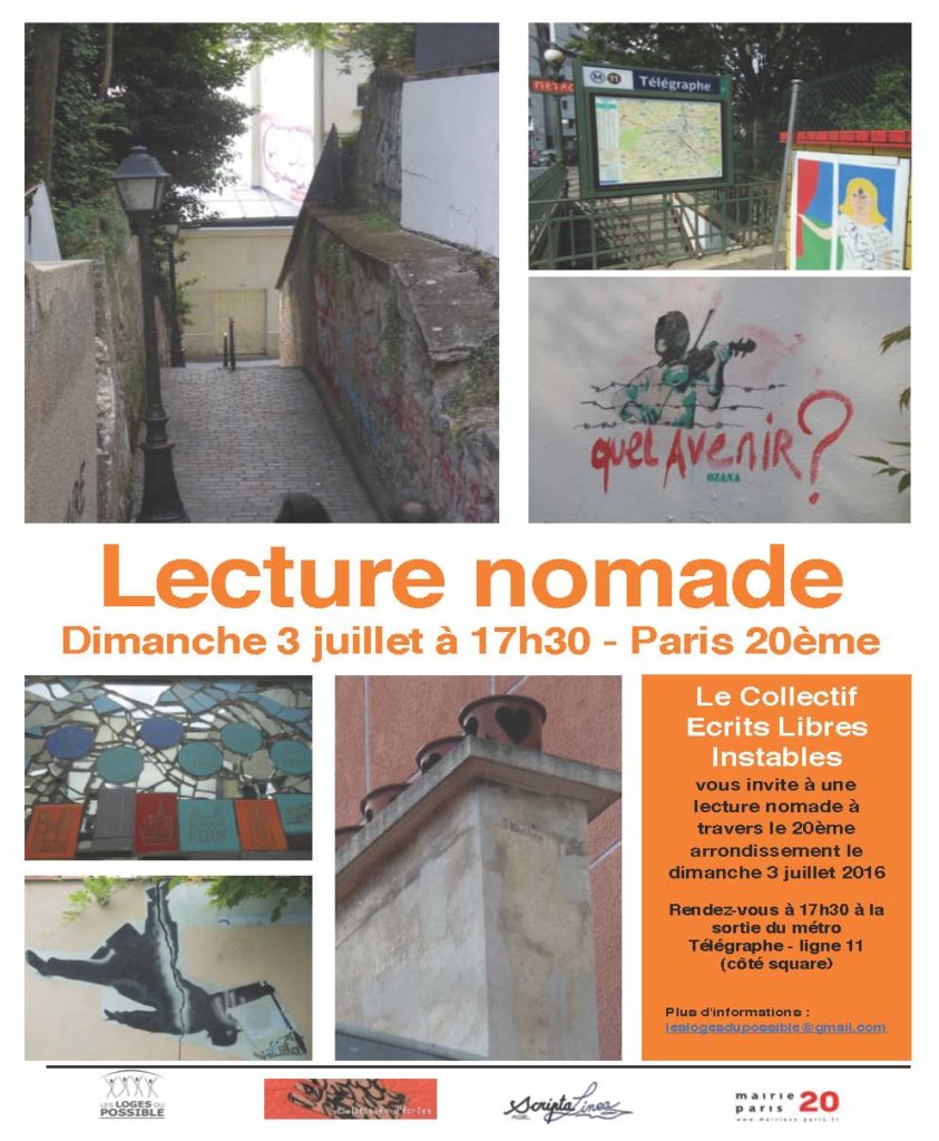 Lecture nomade - Présentation publique du Collectif Ecrits Libres Instables - 3 juillet 2016