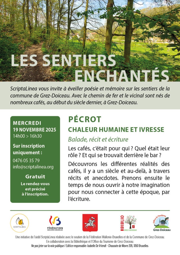 Flyer pour l'atelier de Pécrot - 19 novembre 2025