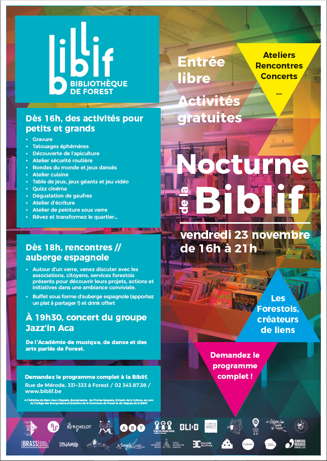 Nocturne 2018 de la Biblif - Bibliothèque communale francophone de Forest (Bruxelles)